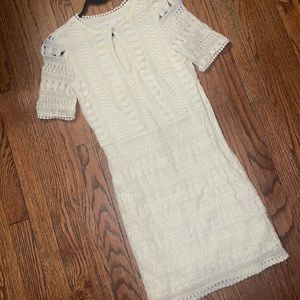 H&M White Lace Short Sleeve Shift Dress